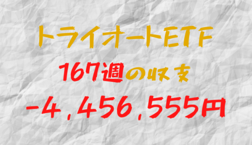 2024年3月25日週のトライオートETF収支マイナス-4,456,555円（167週目）
