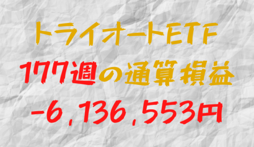 2024年6月7日のトライオートETF通算損益マイナス6,136,553円（177週目）