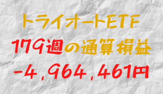 2024年6月21日のトライオートETF通算損益マイナス4,964,461円（179週目）