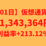 【運用1601日】仮想通貨による利益+1,343,364円（利益率+213.12%）